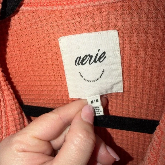 Aerie Coral Waffle Knit Thermal Shirt Jacket - Medium - Picture 3 of 3